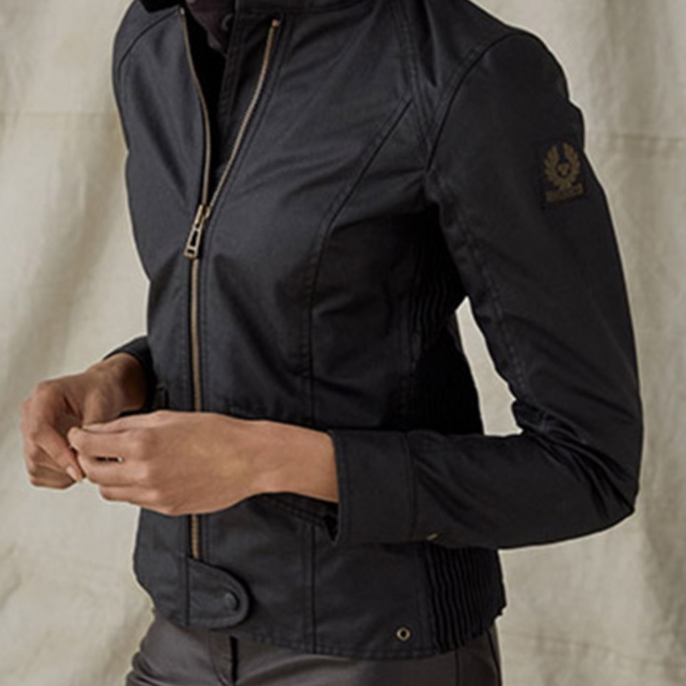 NWT Women's Belstaff Motorcycle Jacket w/armor Black IT 48 US 12